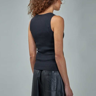 (W) Camiseta sin mangas ajustada negra LOEWE con bordado de logo. S359Y23X84-110 Purchase (W) Camiseta sin mangas ajustada negra LOEWE con bordado de logo. S359Y23X84-110