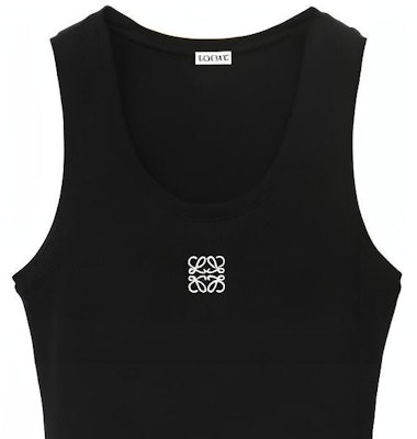 (W) Camiseta sin mangas ajustada negra LOEWE con bordado de logo. S359Y23X84-110 Sizing (W) Camiseta sin mangas ajustada negra LOEWE con bordado de logo. S359Y23X84-110