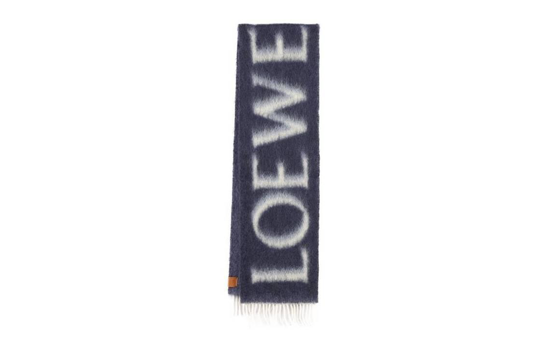 Order (W) LOEWE 藍色字母刺繡羊毛圍巾 F811257X034936