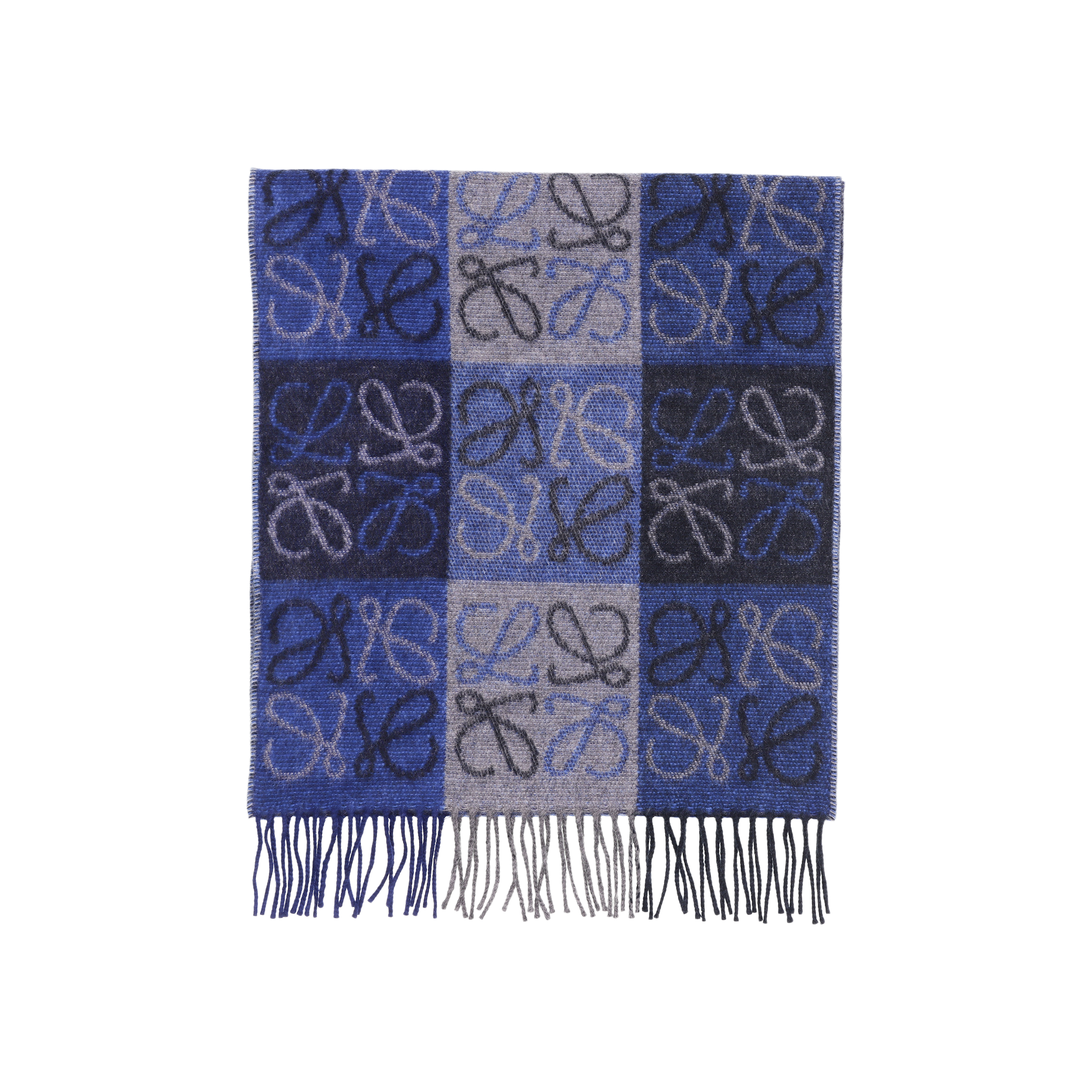 Shop (Women) LOEWE  Blue Knit Fringe Scarf F810487X175100