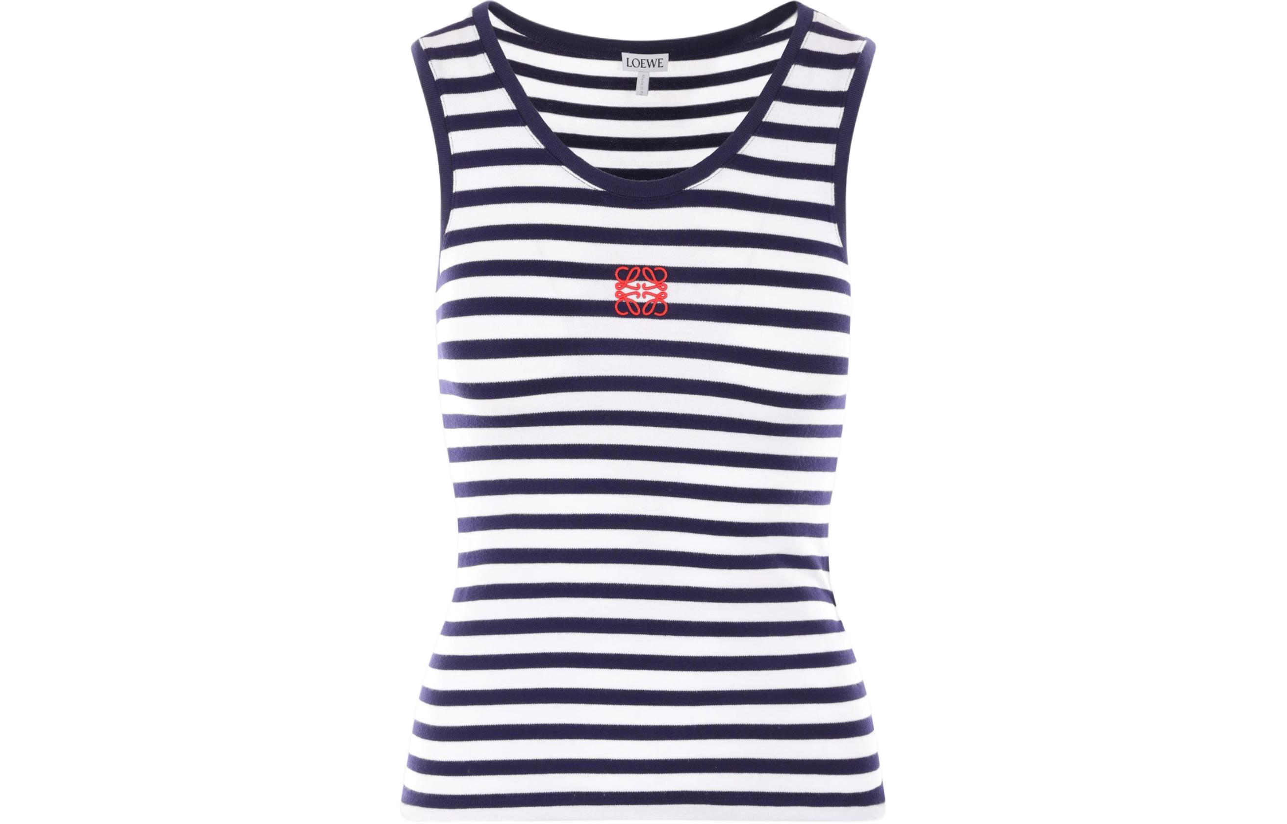 (Women) LOEWE  Blue Pattern Striped Sleeveless Pullover Vest. S359Y23X894-933