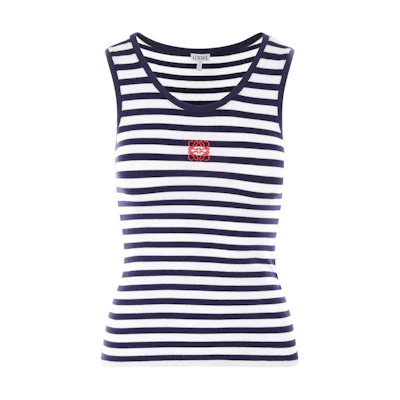 (Women) LOEWE Blue Pattern Striped Sleeveless Pullover Vest. S359Y23X894-933