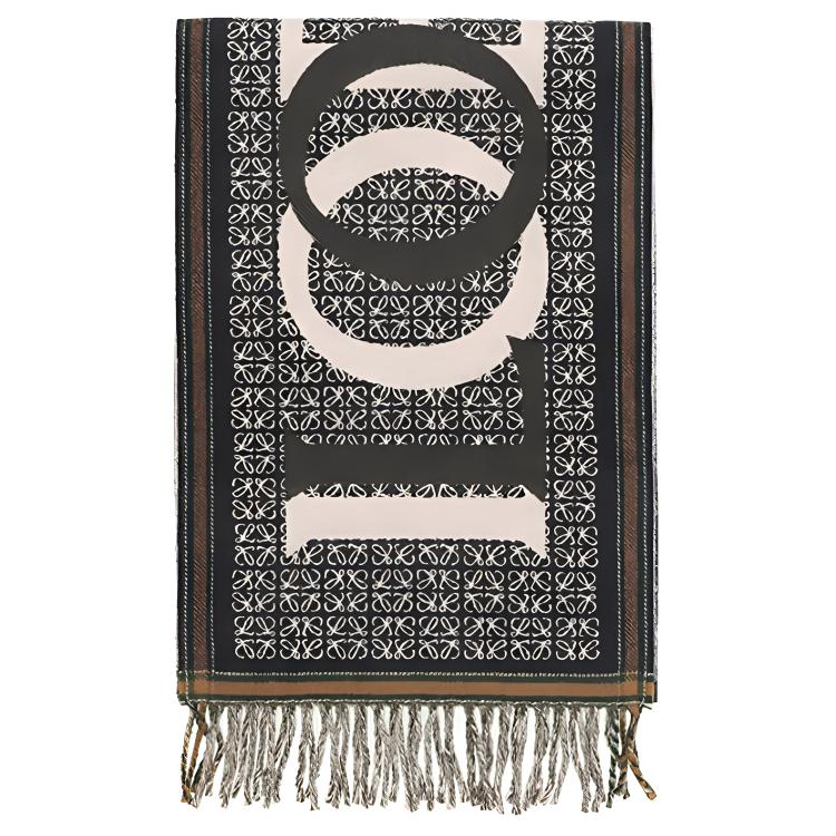 (Women) LOEWE  Blue Scarf with Patterned Logo Design. F606257X515110