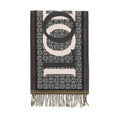 (Women) LOEWE Blue Scarf with Patterned Logo Design. F606257X515110
