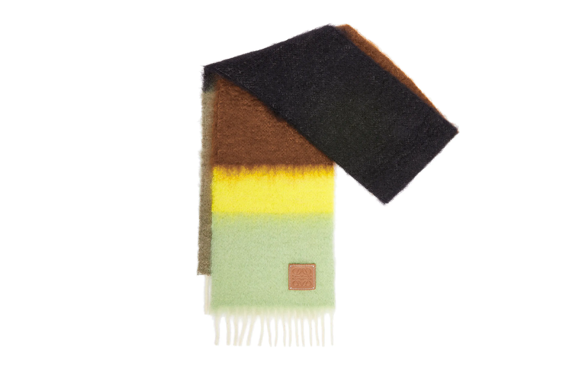 (Women) LOEWE  Brown Fringe Edge Wool Scarf F811257X22-1489