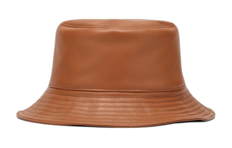 (Women) LOEWE  Brown Leather Fisherman Hat with Logo Design. 112.10.010LE