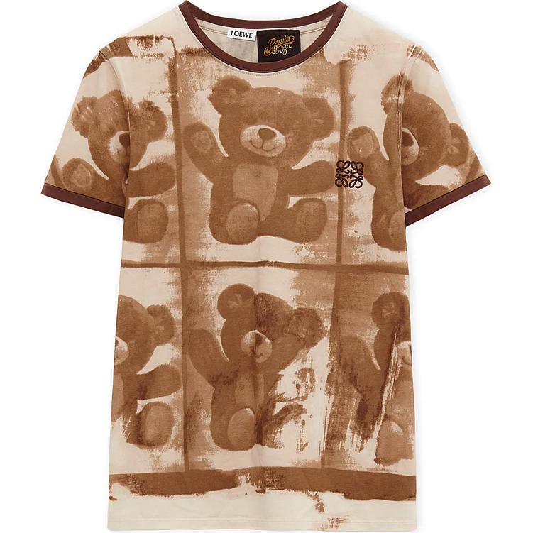(Women) LOEWE  Brown Slim Fit Bear Graphic Crew Neck T-Shirt SS24 S616Y22X58-3428