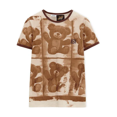 (Women) LOEWE Brown Slim Fit Bear Graphic Crew Neck T-Shirt SS24 S616Y22X58-3428