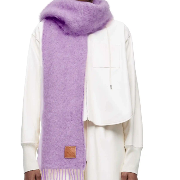 (Women) Loewe  Fringe Edge Knitted Scarf Purple. F655254X01-6120 圖 5