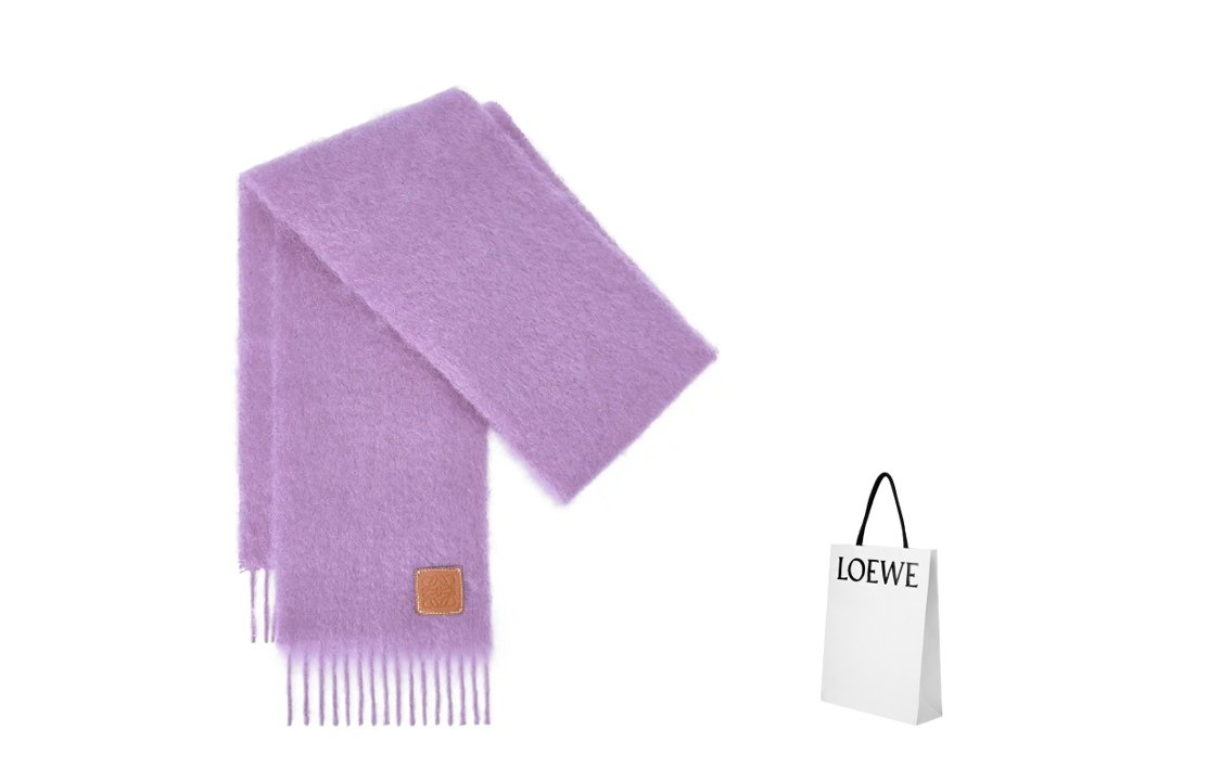 (Women) Loewe  Fringe Edge Knitted Scarf Purple. F655254X01-6120 圖 6