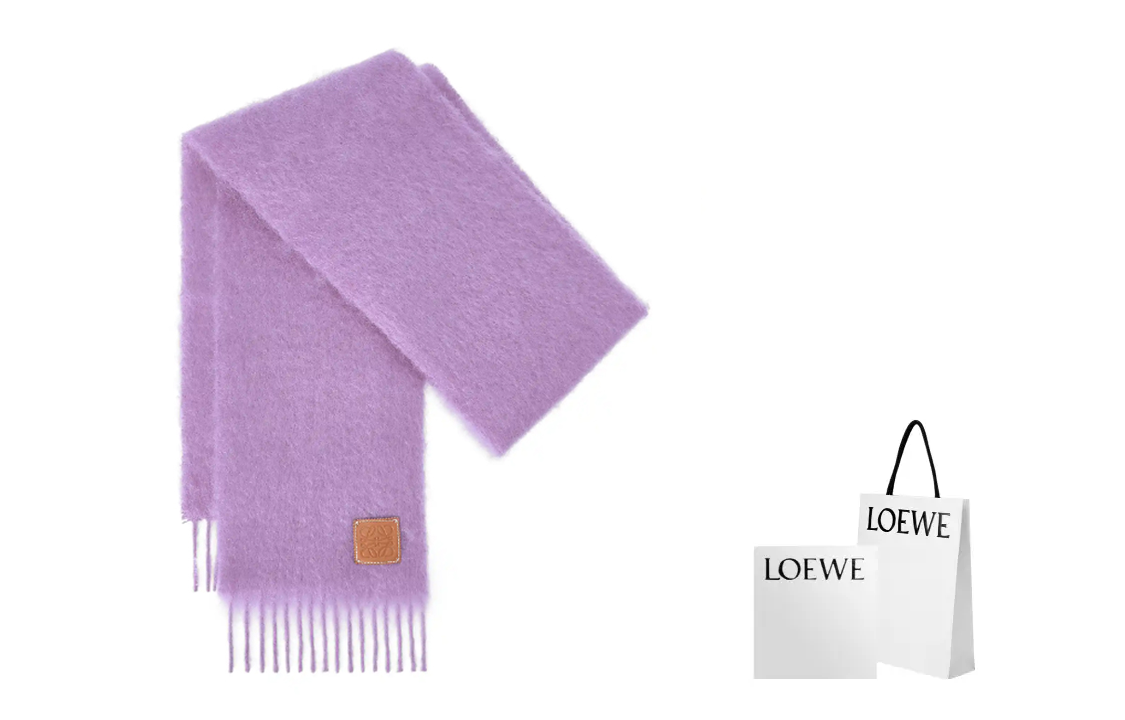 (Women) Loewe  Fringe Edge Knitted Scarf Purple. F655254X01-6120 圖 8