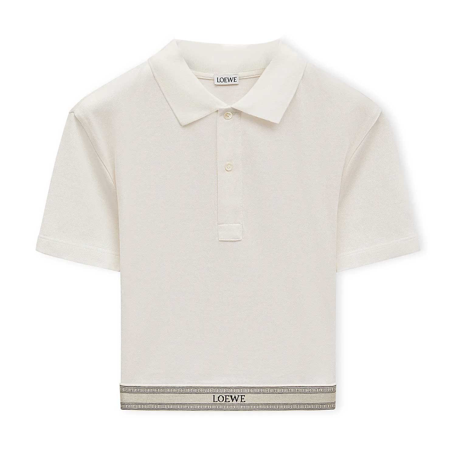 Order (W) ロエベ FW24 ホワイト ロゴ ジャカード 半袖 ポロシャツ. S359Y23XA5-2100