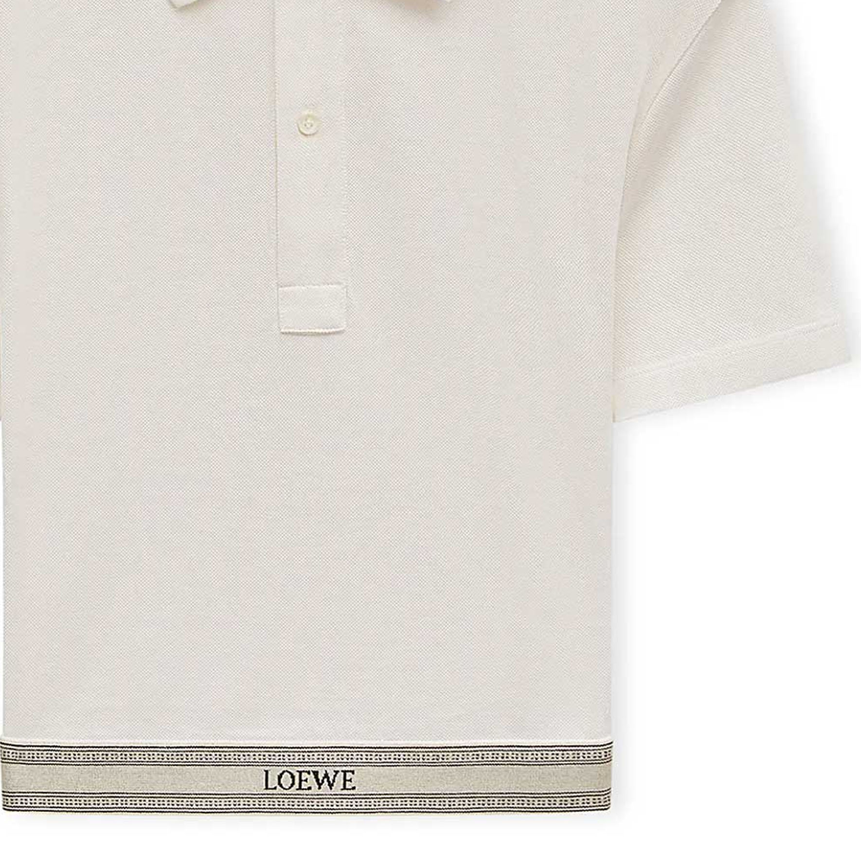 Sizing (W) ロエベ FW24 ホワイト ロゴ ジャカード 半袖 ポロシャツ. S359Y23XA5-2100