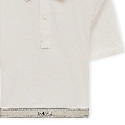 (W) ロエベ FW24 ホワイト ロゴ ジャカード 半袖 ポロシャツ. S359Y23XA5-2100 Sizing (W) ロエベ FW24 ホワイト ロゴ ジャカード 半袖 ポロシャツ. S359Y23XA5-2100