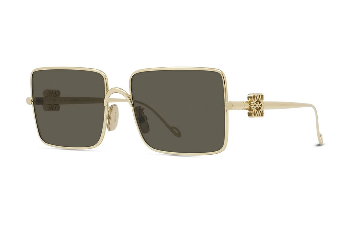 Order (W) LOEWE 金色方形金属太阳镜带侧标志。 LW40106U30N