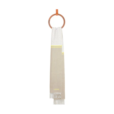 (Women) LOEWE Grey Knit Scarf with Logo Embroidery. F606257XAI3494