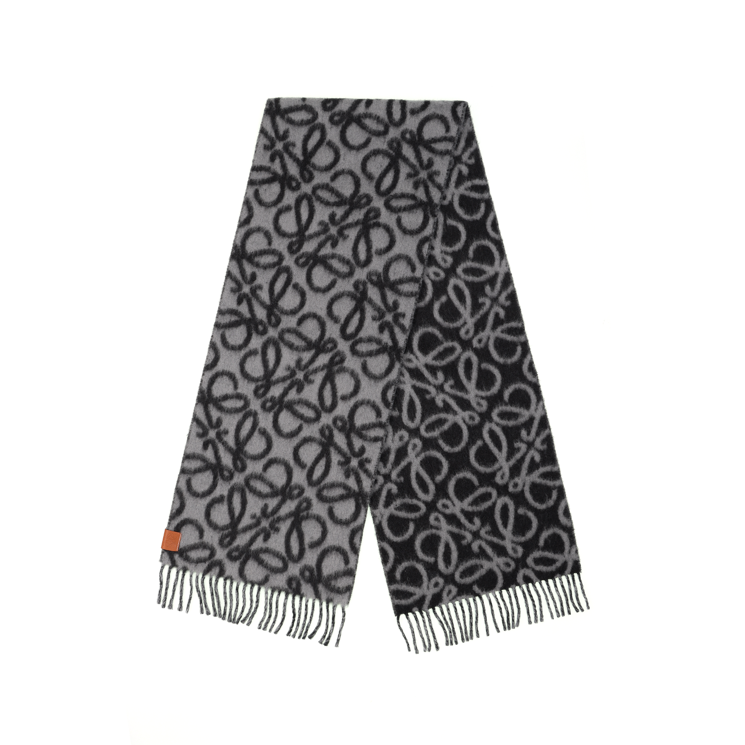 (Women) LOEWE  Grey Scarf with Fringe Trim and Wool Blend Design. F811257X23-1114 圖 3