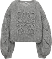 (Women) LOEWE Grey Solid Color Openwork Long Sleeve Sweater S359Y14KBO-1440 (Women) LOEWE Grey Solid Color Openwork Long Sleeve Sweater S359Y14KBO-1440