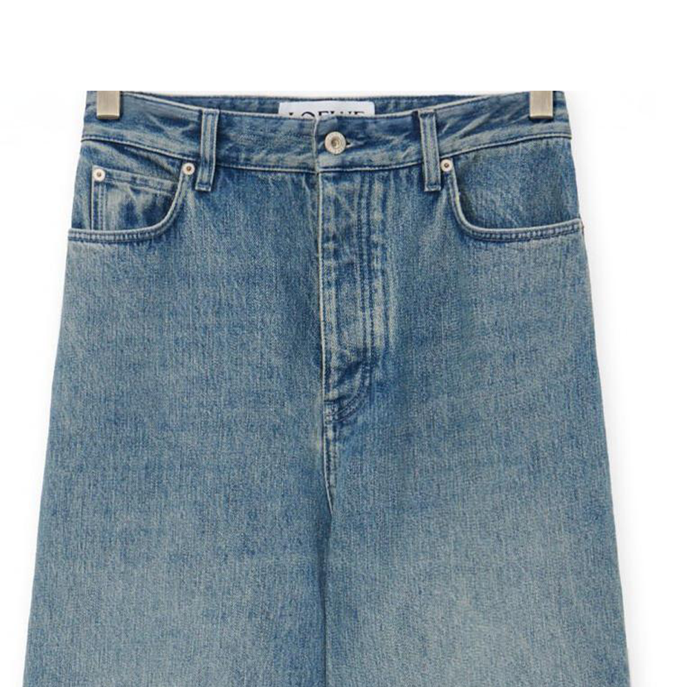 Details for (W) ロエベ ハイウエスト ルーズ ワイドレッグ ボタン ジーンズ ブルー S540Y11X59-8438