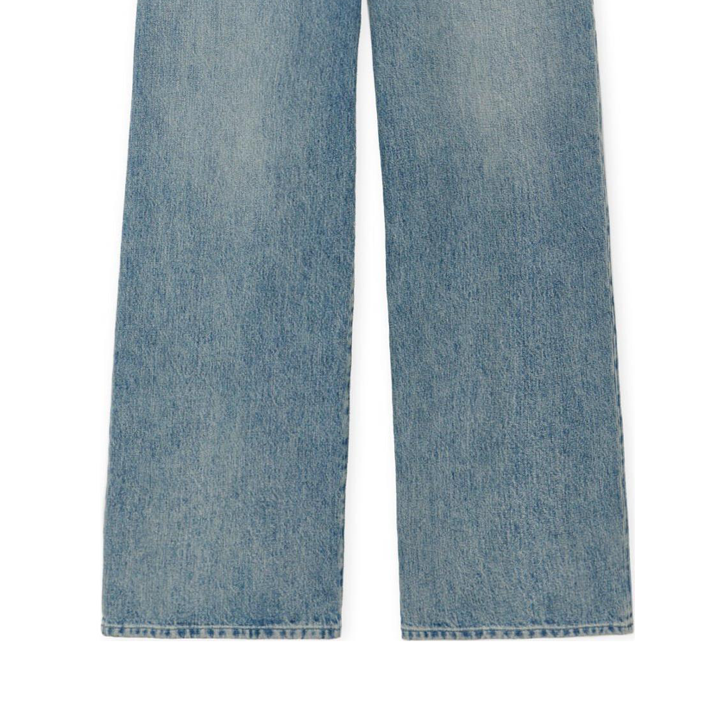 Sizing (W) ロエベ ハイウエスト ルーズ ワイドレッグ ボタン ジーンズ ブルー S540Y11X59-8438