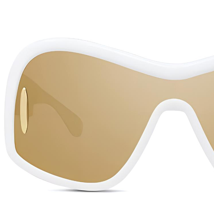 Shop (W) LOEWE 不规则形状框白色太阳眼镜带标志细节 LW40131I-25G