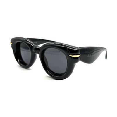 (Women) LOEWE Irregular Shape Black Sunglasses with Logo Print Temples. LW40118I01A