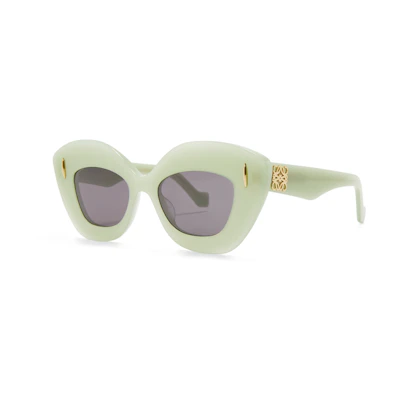 (Women) LOEWE Irregular Shape Green Sunglasses with Logo Detail. G736SUNX028566