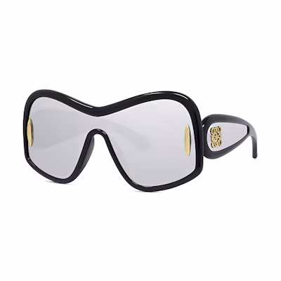 (Women) LOEWE Irregular Shaped Black Sunglasses with Logo Temples. LW40131I01C