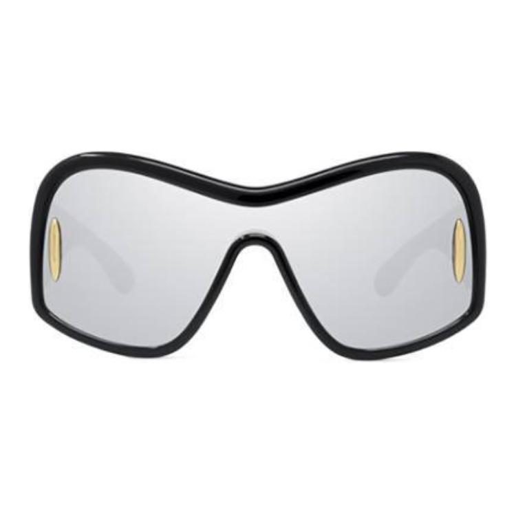 (Women) LOEWE  Irregular Shaped Black Sunglasses with Logo Temples. LW40131I01C 圖 3