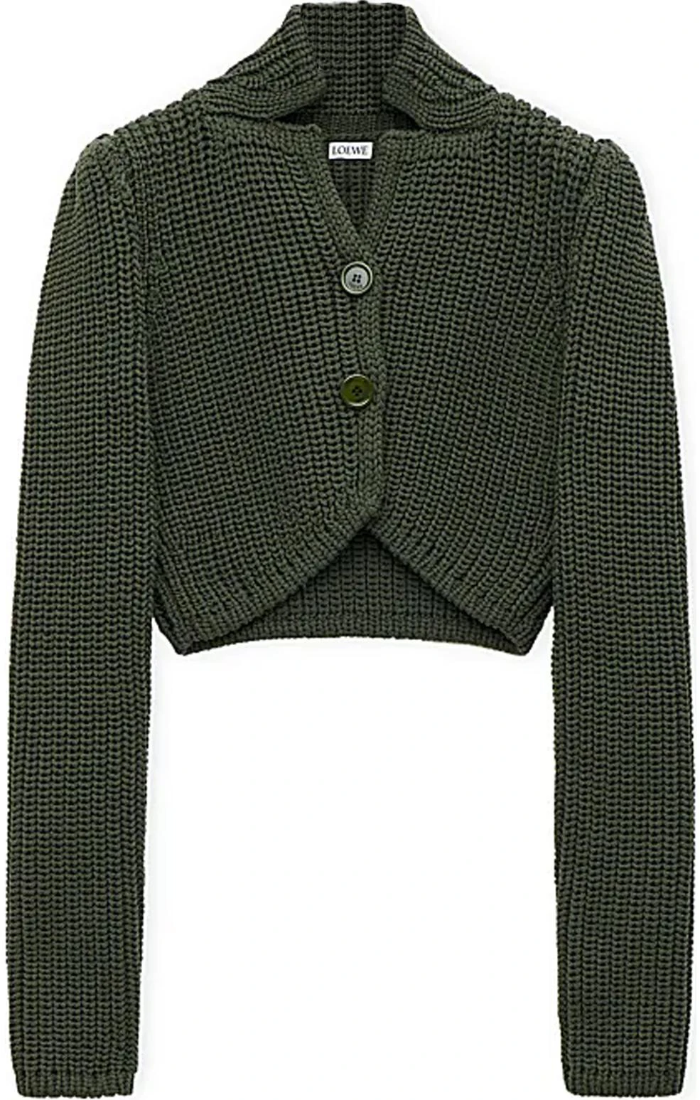 women-loewe-khaki-green-ribbed-knit-cardigan-long-sleeve-fw-24-s359-y17-k93-4160