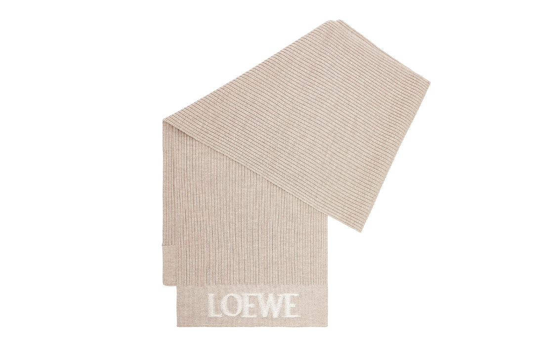 (Women) LOEWE  Knitted Ribbed Wool Scarf Beige F540257X22-2140 圖 2