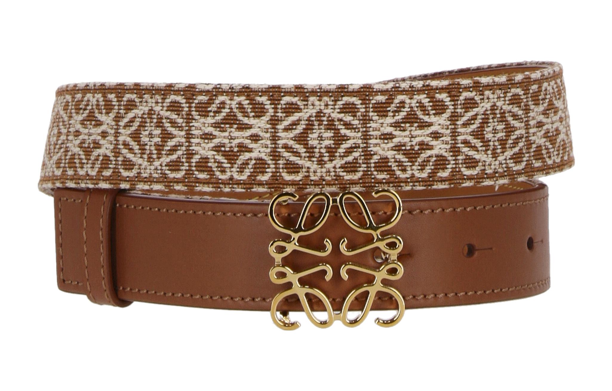 (Women) LOEWE  Leather Belt Brown 2.8cm with Simple Print Logo Buckle E619Z26X012526
