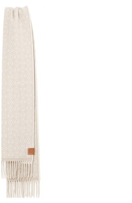 (Women) LOEWE Logo Cashmere Tassel Scarf Beige/Brown F811257X11-2144 Order (Women) LOEWE Logo Cashmere Tassel Scarf Beige/Brown F811257X11-2144