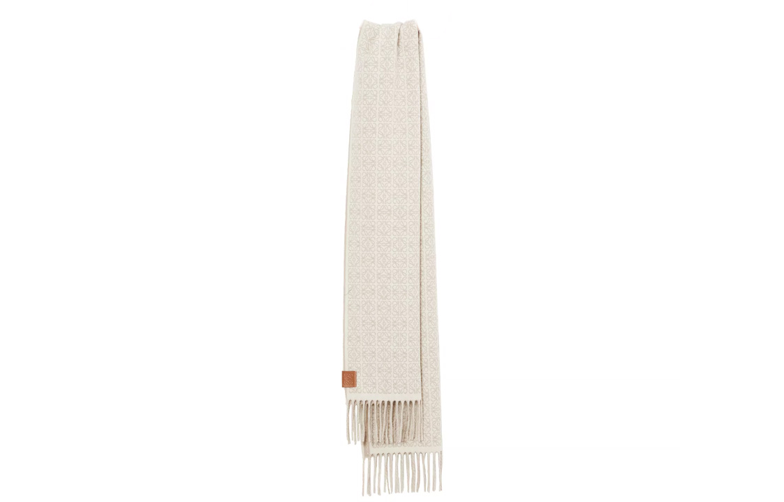 Lookbook (Women) LOEWE  Logo Cashmere Tassel Scarf Beige/Brown F811257X11-2144