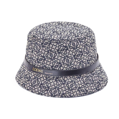 (Women) LOEWE Logo Embroidered Canvas Bucket Hat Navy Blue/Black K820HB1X07-5938