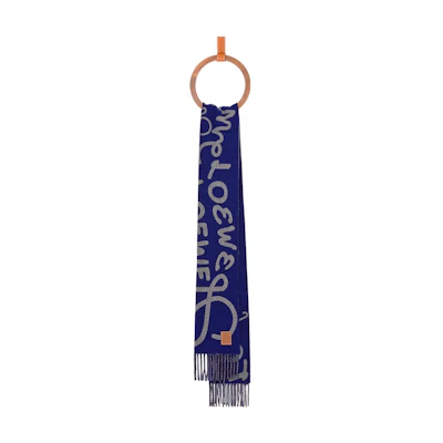 (Women) LOEWE Logo Print Wool Cashmere Scarf with Tassels. F000487XDT-4936