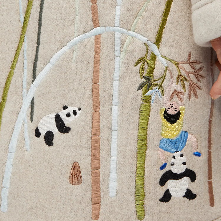 Details for (Women) LOEWE  Loose Fit Panda Embroidered Long-Sleeve Dress Light Gray S359Y23X90-1790