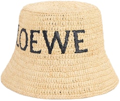 (Women) LOEWE Natural Raffia Embroidered Logo Bucket Hat. K820HB1XA4 (Women) LOEWE Natural Raffia Embroidered Logo Bucket Hat. K820HB1XA4