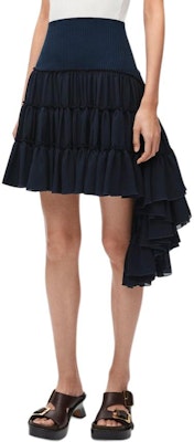 (Women) LOEWE Navy Blue Silk Ruffled Casual Short Skirt. S540Y08XAJ-5440 Purchase (Women) LOEWE Navy Blue Silk Ruffled Casual Short Skirt. S540Y08XAJ-5440