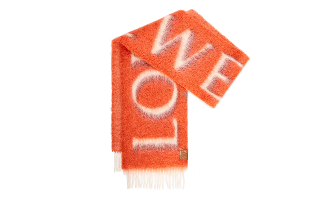 (Women) LOEWE  Orange Alphabet Logo Knit Scarf - Warm and Stylish. F811257X03-9107