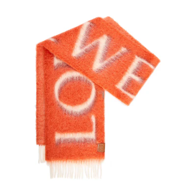 (Women) LOEWE Orange Alphabet Logo Knit Scarf - Warm and Stylish. F811257X03-9107