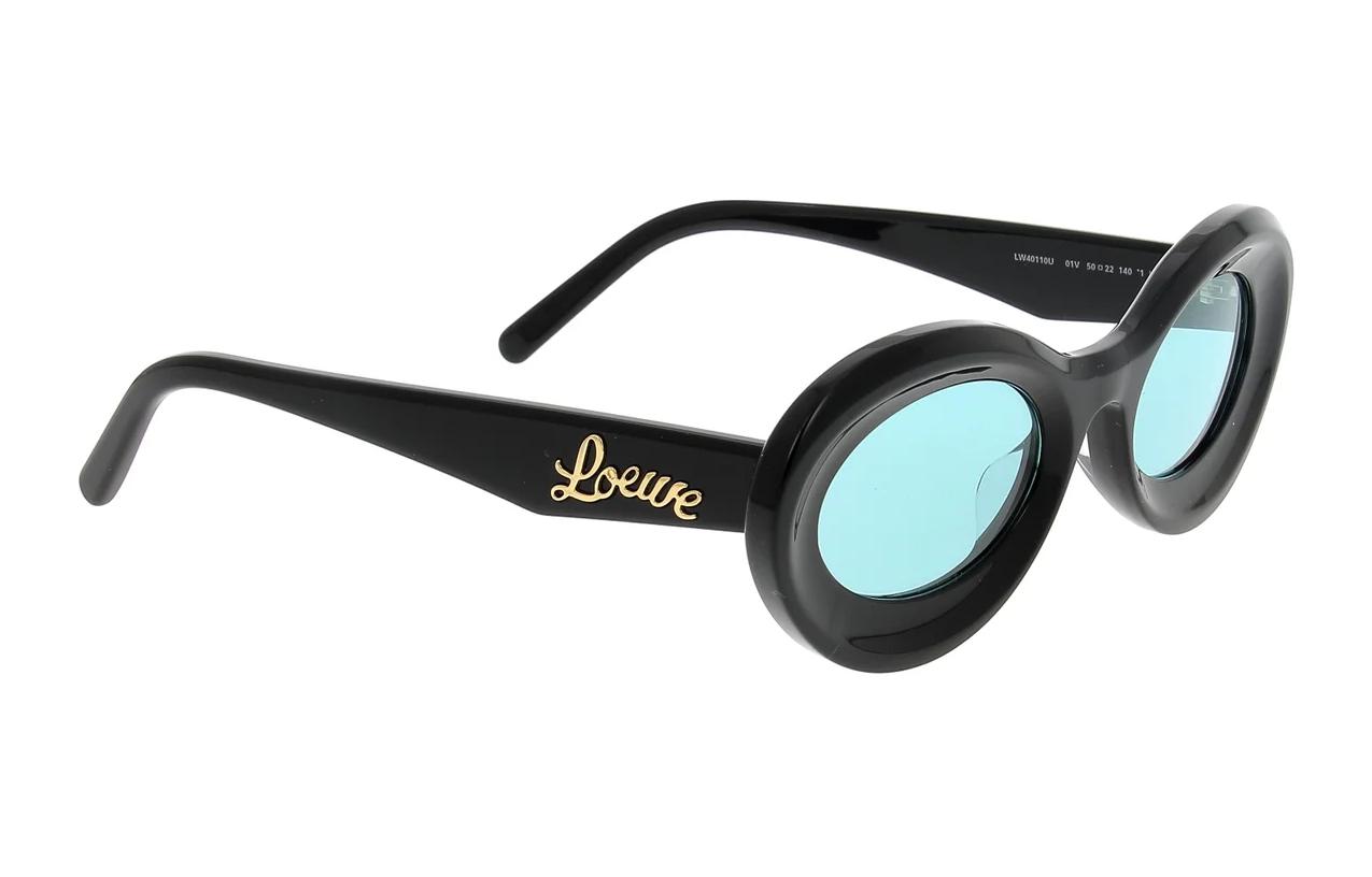 (Women) LOEWE  Oval Acetate Sunglasses with Logo, Black. LW40110U5001V