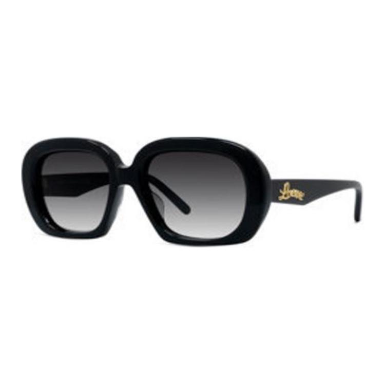 (Women) LOEWE  Oval Black Sunglasses with Engraved Temples. LW40113U5301B