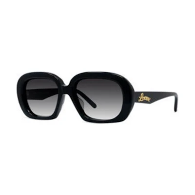 (Women) LOEWE Oval Black Sunglasses with Engraved Temples. LW40113U5301B