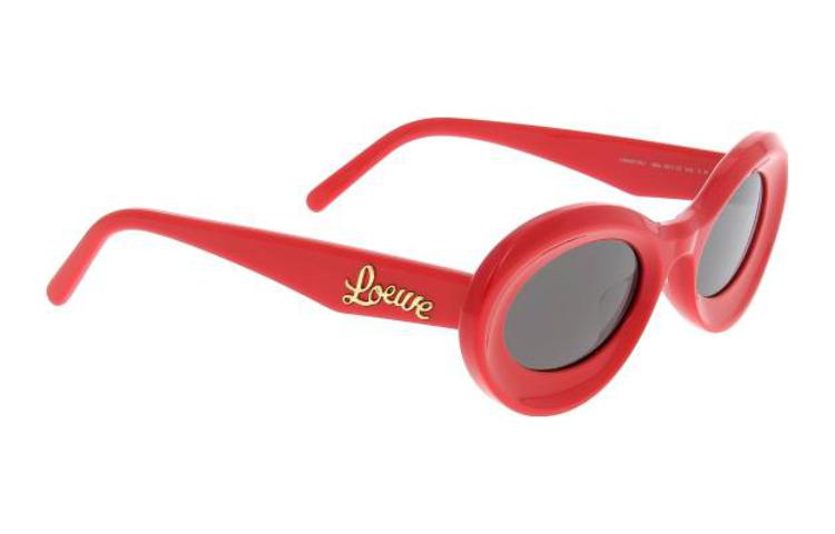 (Women) LOEWE  Oval Red Sunglasses with Logo Detail and Acetate Frame. LW40110U66A