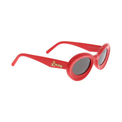 (Women) LOEWE Oval Red Sunglasses with Logo Detail and Acetate Frame. LW40110U66A