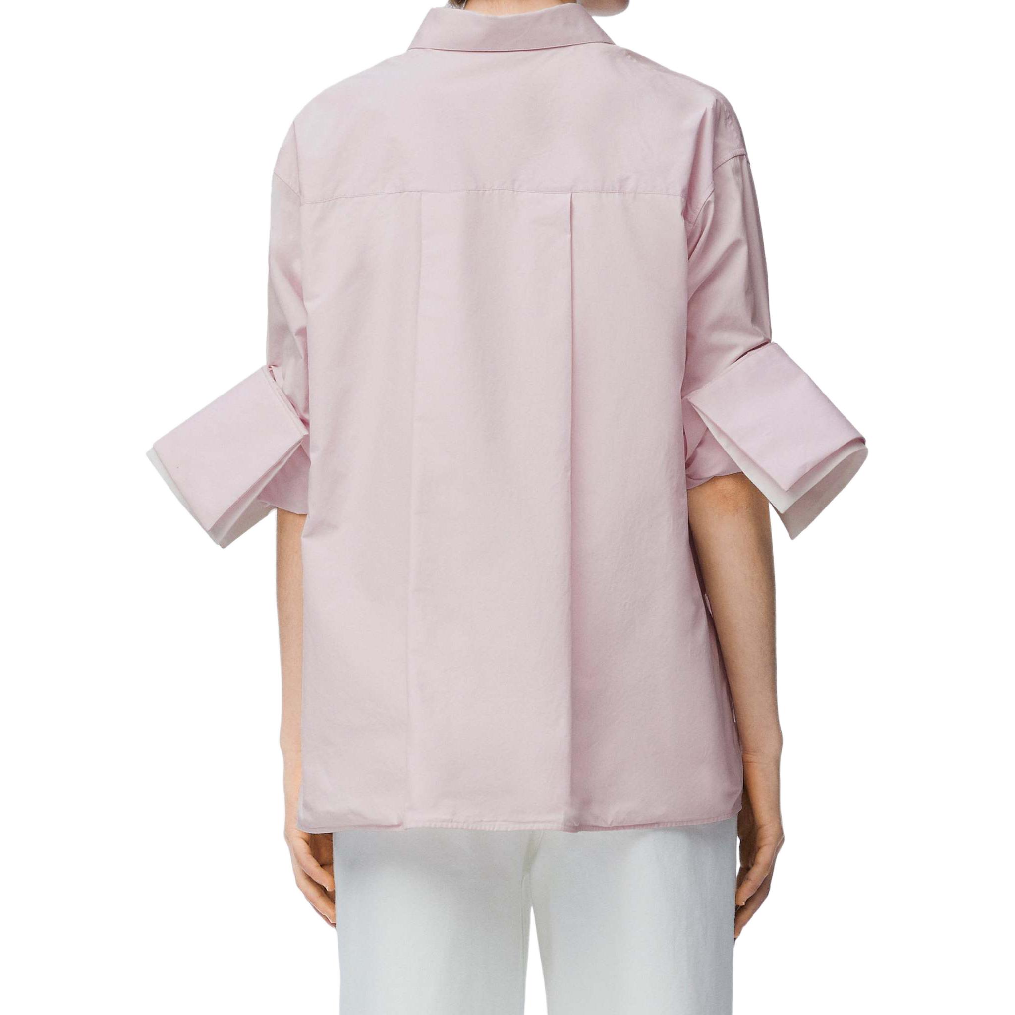 Shop (W) LOEWE Kemeja Lengan Panjang Oversized Warna Merah Jambu dengan Butang. S359Y05XBY-3864