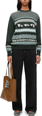 (Women) LOEWE Panda Print Wool Crewneck Sweater - Dark Green. S359Y14KF1-4226 Purchase (Women) LOEWE Panda Print Wool Crewneck Sweater - Dark Green. S359Y14KF1-4226