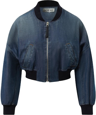 (Women) LOEWE Ribbed Knit Logo Patch Zip Jacket Washed Blue. S359Y50X67-8438 Buy (Women) LOEWE Ribbed Knit Logo Patch Zip Jacket Washed Blue. S359Y50X67-8438