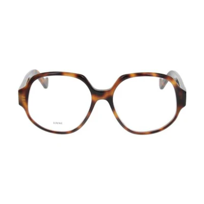 (Women) LOEWE Round Brown Optical Glasses with Patterned Acetate Frame. LW50054I052